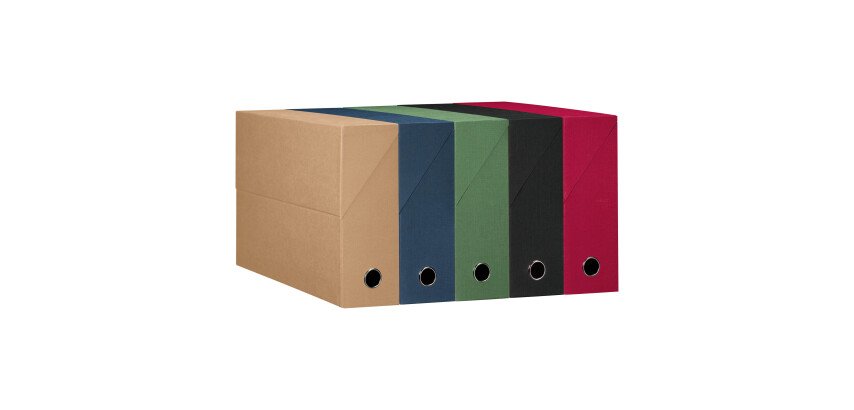 Klassifizierungsbox ELBA Rücken 9 cm Leinwand - farbig sortiert