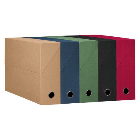 Boîte de classement carton papier grain toile dos 9 cm - couleurs assorties