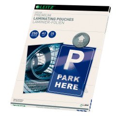 Paquete de 25 fundas de plastificación térmica Leitz I-Lam A3, 2 x 250 µ, brillante