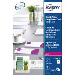 Pack of 75 correspondence cards Avery Quick and Clean size 210 x 99 mm 220 g white