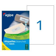 Box of 500 address labels Agipa 100807 white 210 x 297 mm for laser and inkjet