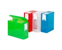 Caja de archivo de plástico Viquel lomo 12 cm colores traslúcidos surtidos