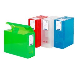 Caja de archivo de plástico Viquel lomo 12 cm colores traslúcidos surtidos