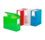 Boîte de classement plastique Viquel Propyglass translucide grande capacité dos 12 cm - couleurs assorties