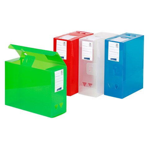 Caja de archivo de plástico Viquel lomo 12 cm colores traslúcidos surtidos