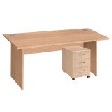 Excellens Wooden Office Set L160 with Solid Legs + Excellens Mobile Pedestal with 3 Drawers