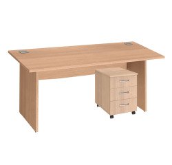 Excellens Wooden Office Set L160 with Solid Legs + Excellens Mobile Pedestal with 3 Drawers