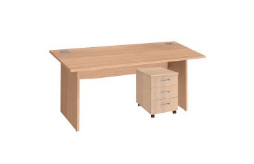 Excellens Wooden Office Set L160 with Solid Legs + Excellens Mobile Pedestal with 3 Drawers