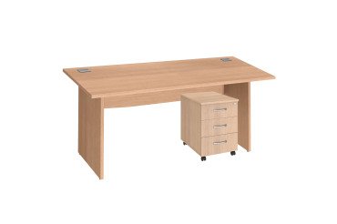 Excellens Wooden Office Set L160 with Solid Legs + Excellens Mobile Pedestal with 3 Drawers