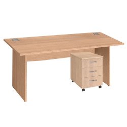 Pack bureau Excellens Bois L160 pieds pleins + caisson mobile 3 tiroirs Excellens