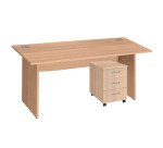 Pack bureau Excellens Bois L160 pieds pleins + caisson mobile 3 tiroirs Excellens