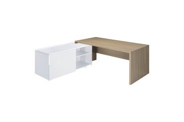 Bureau Direction avec retour sur desserte piètement bois Essenzza