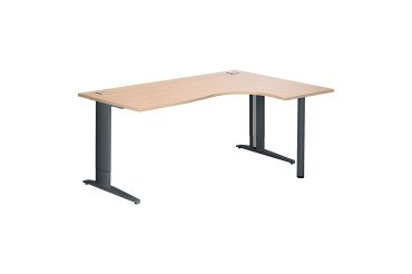 Compact desk Excellens, Metal Plus model, with fixed or adjustable L-shaped base at assembly.