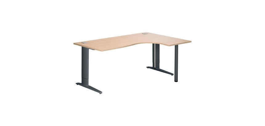 Compact desk Excellens Metal Plus fixed or adjustable L-shaped leg at assembly.