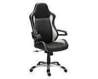 Fauteuil de bureau gamer MONZA simili cuir - avec accoudoirs et appui-tête - Mécanisme Synchrone - Pieds aluminium