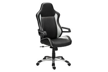 Fauteuil de bureau gamer MONZA simili cuir - avec accoudoirs et appui-tête - Mécanisme Synchrone - Pieds aluminium