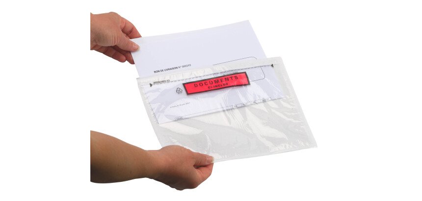 Pochette adhésive "documents ci-inclus" national renforcé 228 x 165 mm - Boîte de 1000