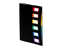 Plastic sorteermap Viquel Rainbow met balg 6 verdelingen zwart