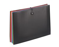 Plastic sorteermap Viquel Rainbow met balg 8 verdelingen zwart