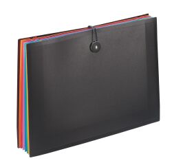 Plastic sorteermap Viquel Rainbow met balg 8 verdelingen zwart