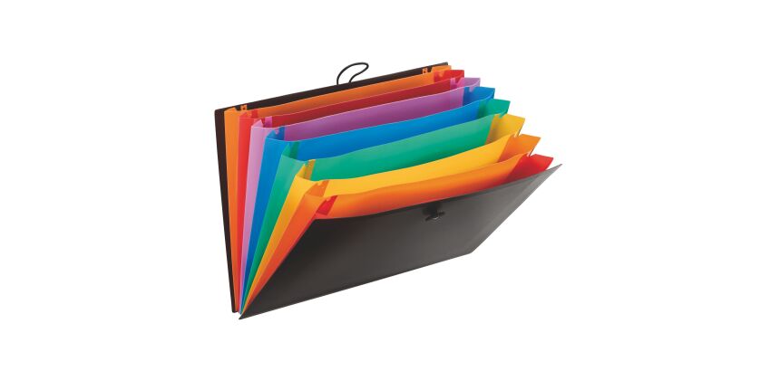 Trieur plastique Viquel Rainbow à soufflet 8 divisions noir