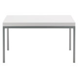 Table basse carré Astria H 35.5 cm plateau blanc piétement chromé