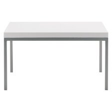 Table basse carré Astria H 35.5 cm plateau blanc piétement chromé