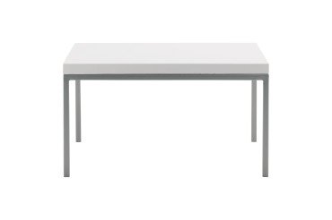 Table basse carré Astria H 35.5 cm plateau blanc piétement chromé