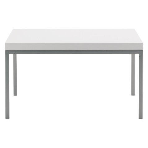 Table basse carré Astria H 35.5 cm plateau blanc piétement chromé