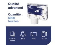 Tork SmartOne® Papier toilette rouleau blanc T8, Advanced, 2 plis, 6 x 1 150 feuilles