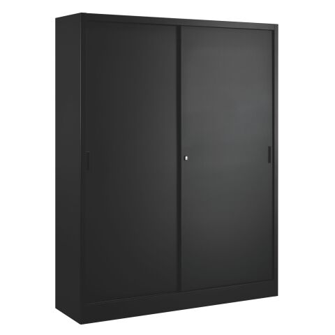 Armario de oficina metálico desmontable Gran volumen Alt. 200 x An.160 cm Negro Puerta corredera