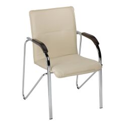 Fauteuil ELEGANS ivoire avec accoudoirs - simili cuir