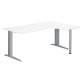 Bureau compact blanc L 180 cm retour à droite piétement métal Plus Essens