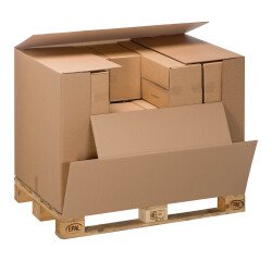Caja contenedor Kraft con solapas doble canal An 118 x An 78 x Alt 80 cm