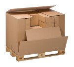 Caisse container kraft avec abattant, double cannelure L 118 x l 78 x H 80 cm
