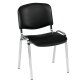 Meeting chair in black vinyl with chromed undercarriage