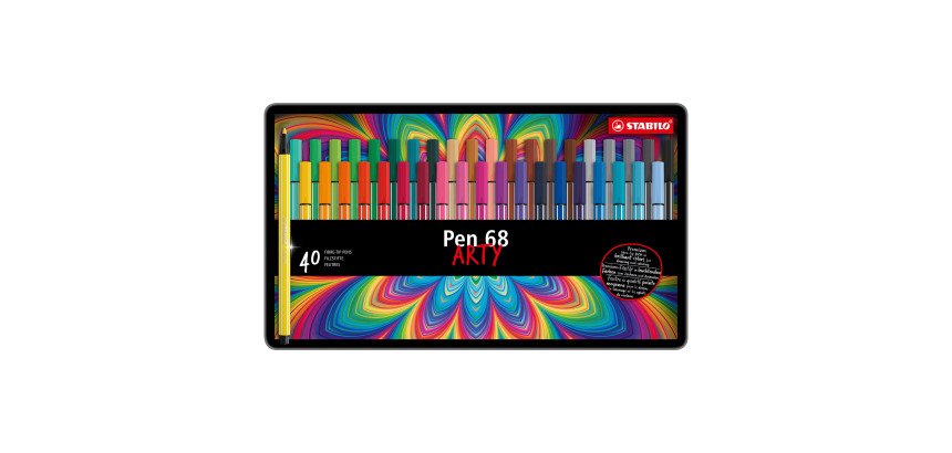 Stylo feutre Stabilo Pen 68, couleurs assorties - Boîte de 40 feutres