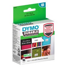 Sterke etiketten 25 x 54 mm Dymo 1976411 wit - rol van 160