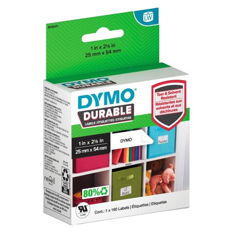 Etiquette résistante 25 x 54 mm Dymo 1976411 blanche - Rouleau de 160