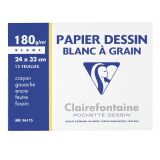 Pack 12 sheets A4+ drawing paper Clairefontaine C grained 180 g