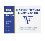 Pochette papier à dessin blanc à grain Clairefontaine - 24 x 32 cm - 180g - 12 feuilles