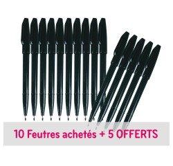 Pack de 10 + 5 stylos feutre Pentel Sign Pen à capuchon pointe 1 mm - écriture moyenne