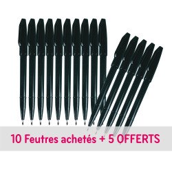 Pack de 10 + 5 stylos feutre Pentel Sign Pen à capuchon pointe 1 mm - écriture moyenne