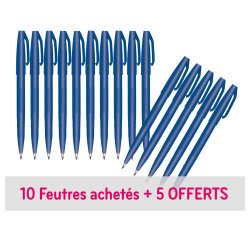 Pack de 10 + 5 stylos feutre Pentel Sign Pen à capuchon pointe 1 mm - écriture moyenne