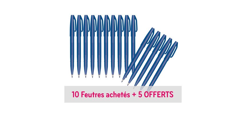 Pack de 10 + 5 stylos feutre Pentel Sign Pen à capuchon pointe 1 mm - écriture moyenne