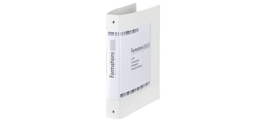 Classeur 4 anneaux plastique Exacompta personnalisable A4 dos 4 cm blanc