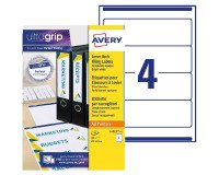 Pak van 100 witte etiketten 192x61 mm Avery L4761 voor hefboommappen