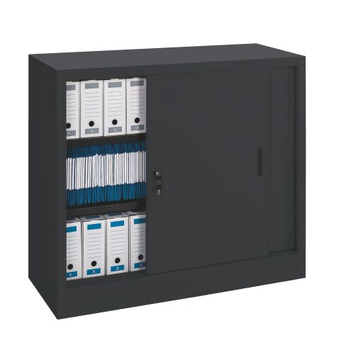 Armoire basse en métal à portes coulissantes H 105 P 45 cm grand volume