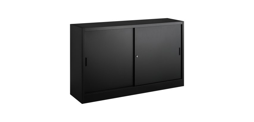 Lage kast van metaal met schuifdeuren H 105 D 45 cm groot volume