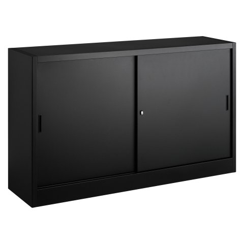 Armario de oficina metálico desmontable Gran volumen Alt. 105 x An. 180 x Fon 45 cm Negro Puerta corredera
